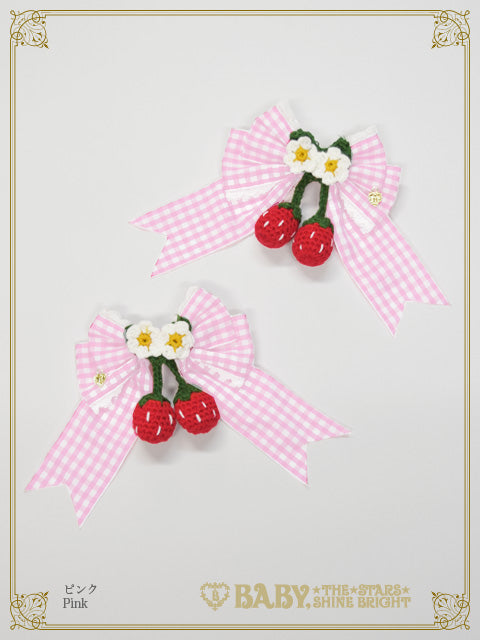 ゆらゆらいちごのHappy Berry Presentギンガムリボンクリップ