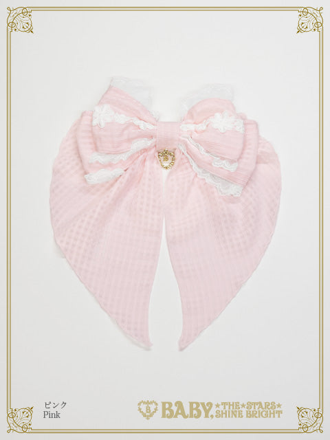 Fluffy Gingham Heart リボンバレッタ