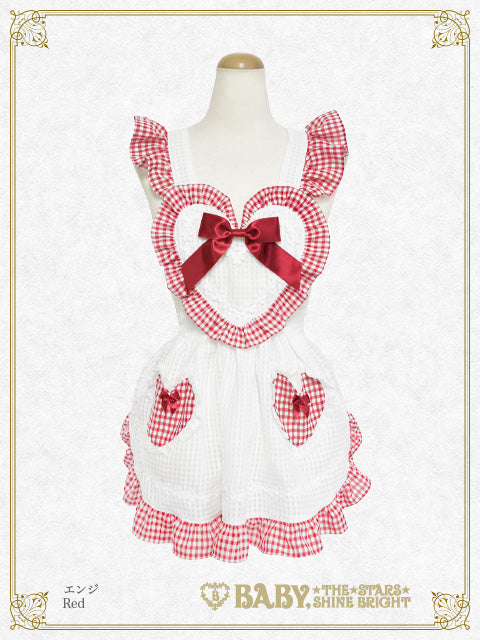 Fluffy Gingham Heart エプロン