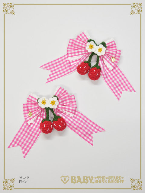 ゆらゆらいちごのHappy Berry Present ギンガムリボンクリップ